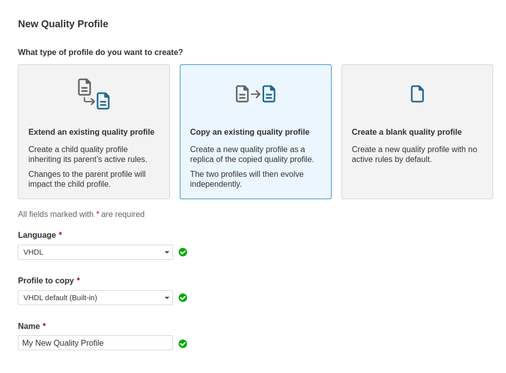 Create Quality Profile